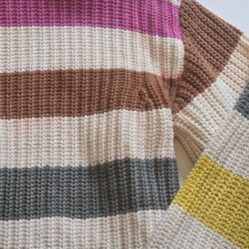 Free Assembly Women's Multicolor Striped Half-Zip Ribbed Sweater Size M – Retro - Picture 7 of 9